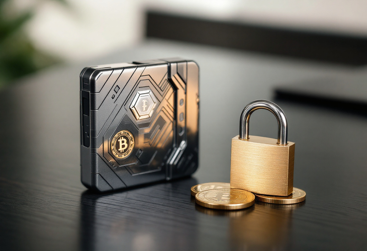 Portefeuille matériel crypto et phrase de récupération sur papier, cold wallet