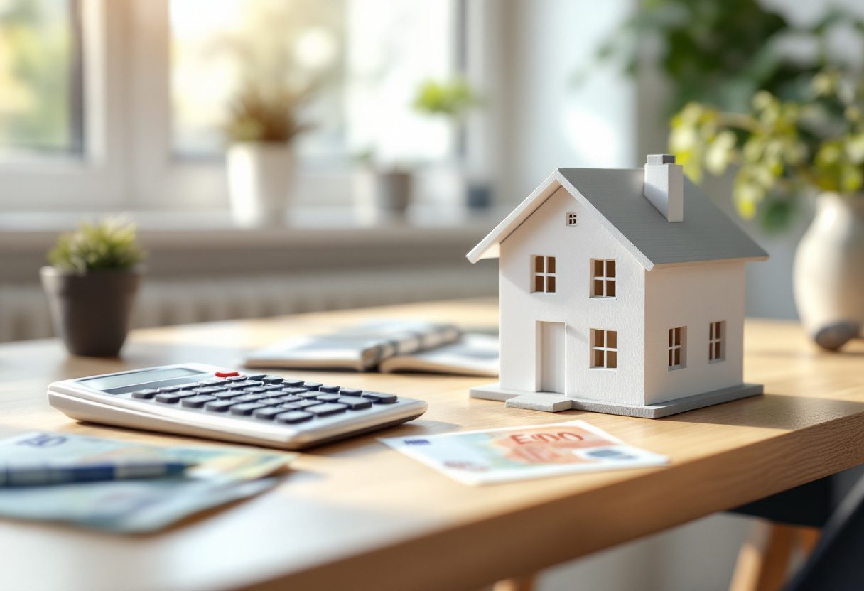 Clés de maison sur une maquette de maison avec des pièces en euros, financement immobilier sans apport